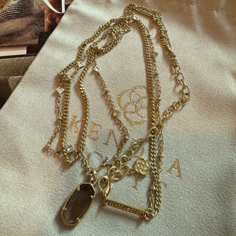 Kendra Scott Color Bar Elisa Linear Multistrand Black Mother of Pearl Necklace